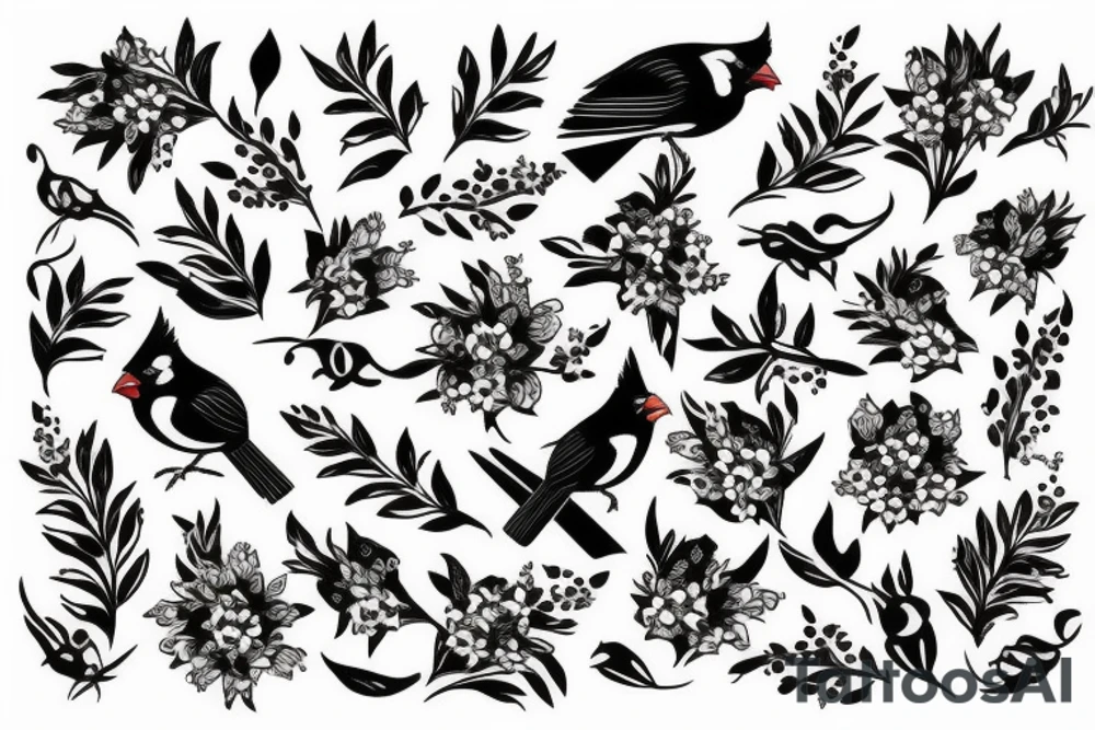 Cardinal with flowers tattoo idea