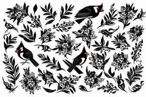 Cardinal with flowers tattoo idea