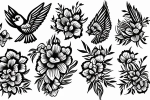 Cardinal with flowers tattoo idea