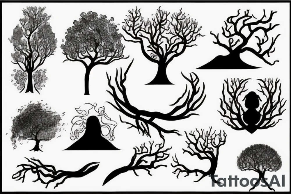 Flowing branches from a tree growing out off earth tattoo idea Flowing branches from a tree growing out off earth tattoo idea