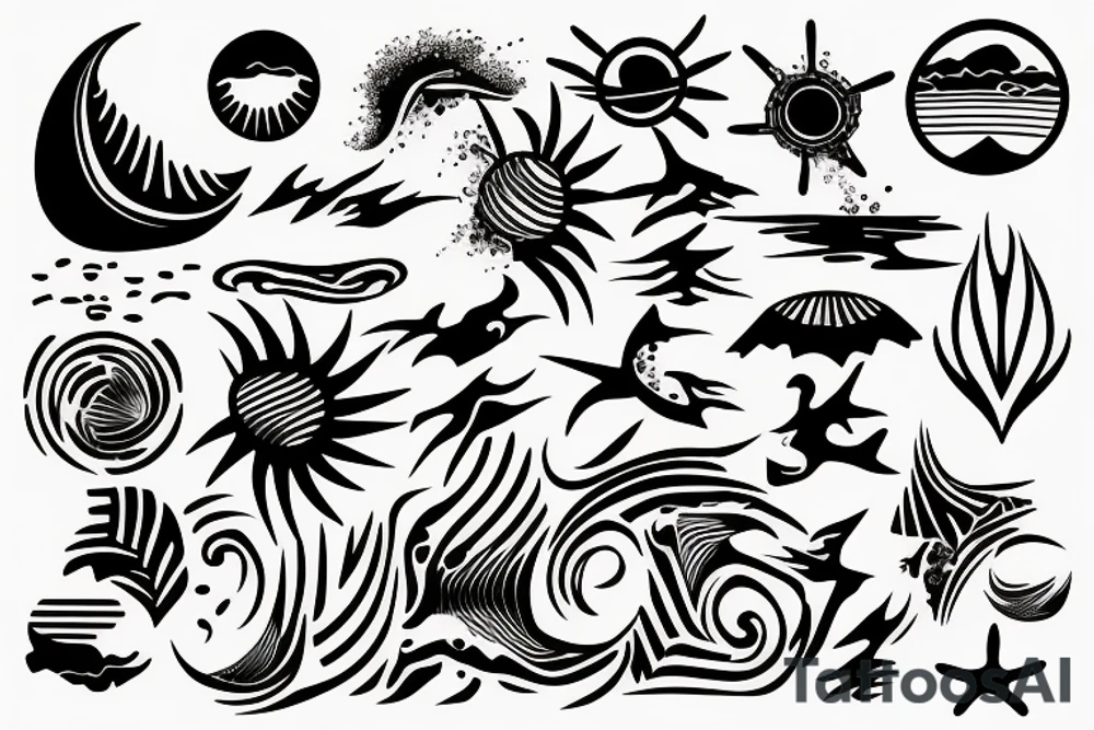 sunset, beach tattoo idea