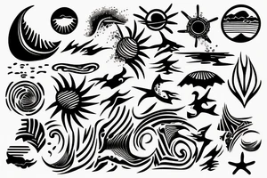 sunset, beach tattoo idea