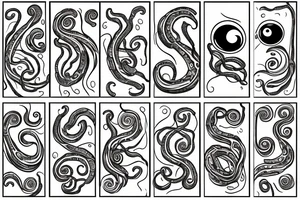 mollusc with an elongated soft body, large eyes, eight arms, and two tentacles tattoo idea