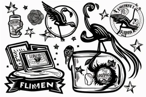 Astronaut riding flamingo with a beer tattoo idea