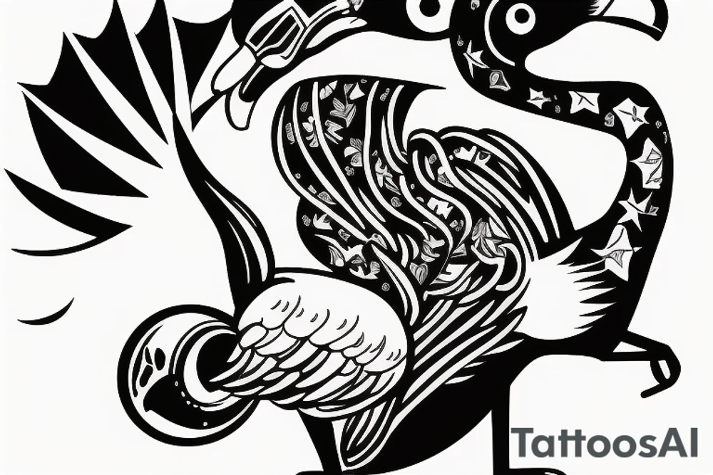 Astronaut riding flamingo with a beer tattoo idea