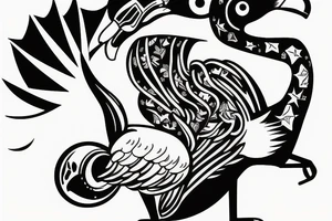 Astronaut riding flamingo with a beer tattoo idea