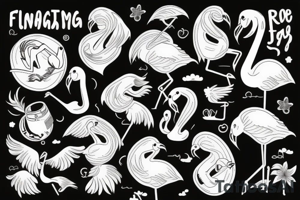 Astronaut riding a flamingo tattoo idea