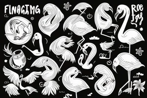 Astronaut riding a flamingo tattoo idea