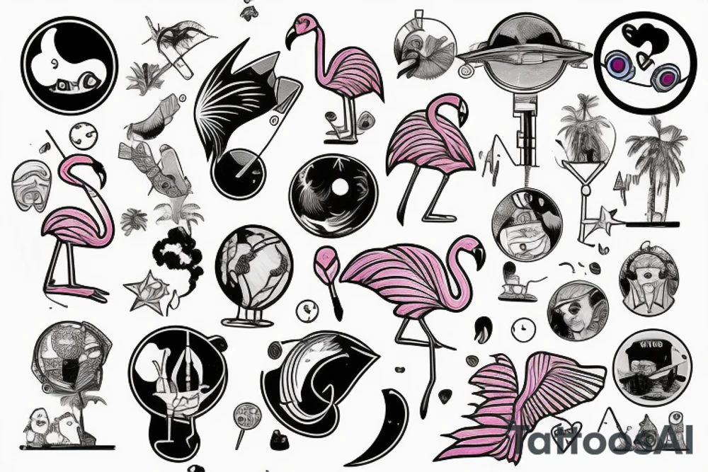 Astronaut on a flamingo pool float tattoo idea