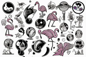 Astronaut on a flamingo pool float tattoo idea