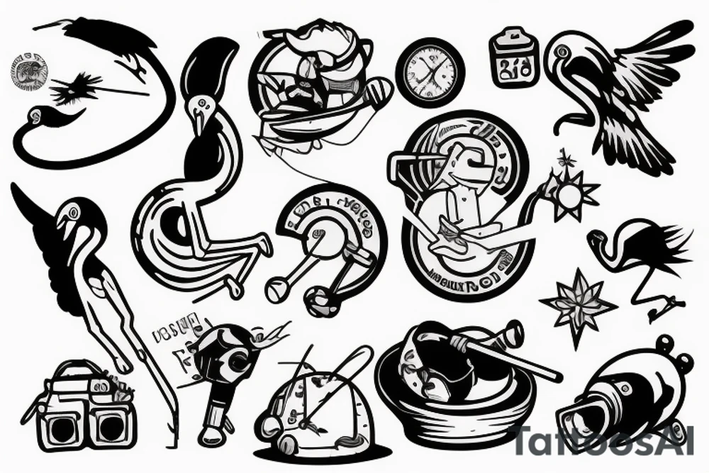 Astronaut on a flamingo pool float tattoo idea