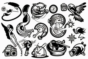 Astronaut on a flamingo pool float tattoo idea