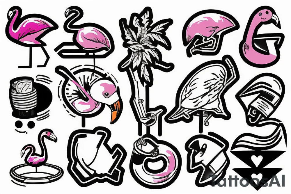 Astronaut on a flamingo pool float tattoo idea
