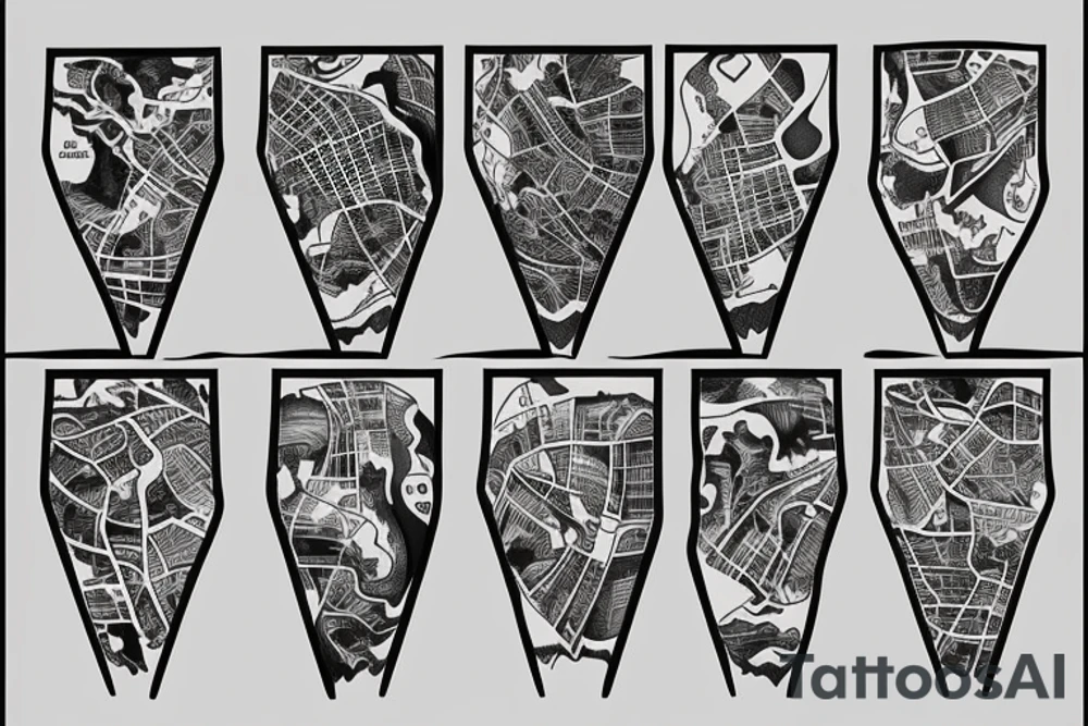 Map work with light detail tattoo idea