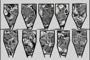 Map work with light detail tattoo idea