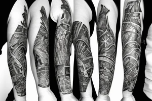 Map work with light detail tattoo idea