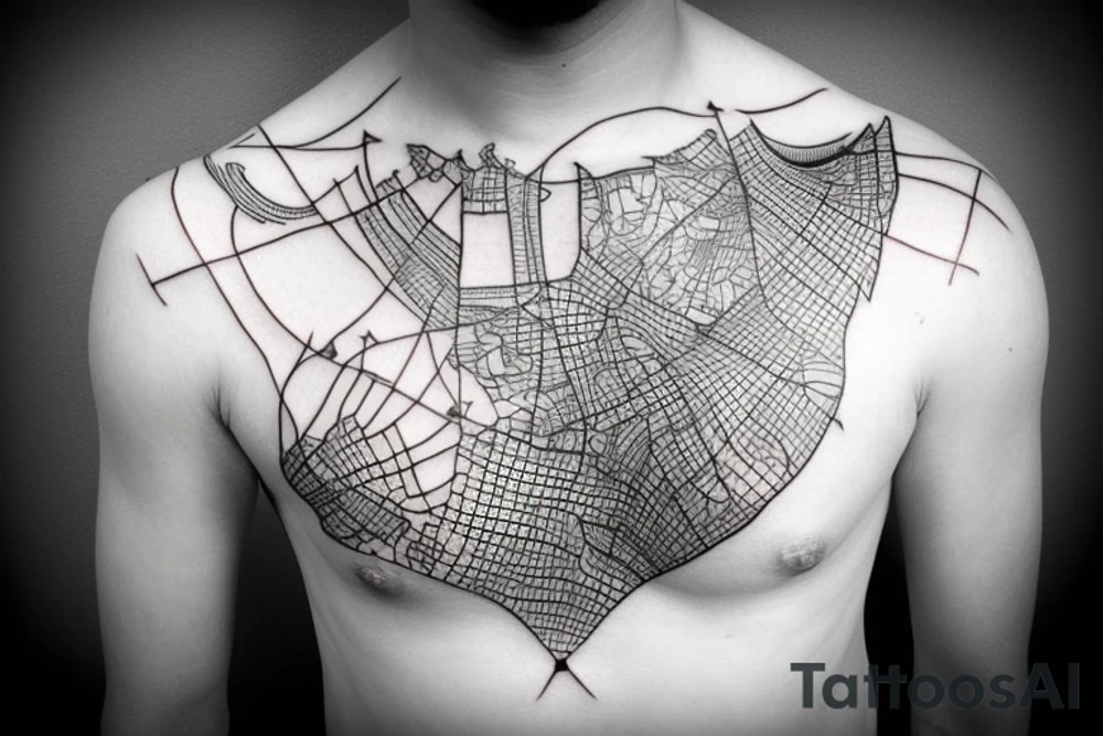 Shoulder tattoo map tattoo idea