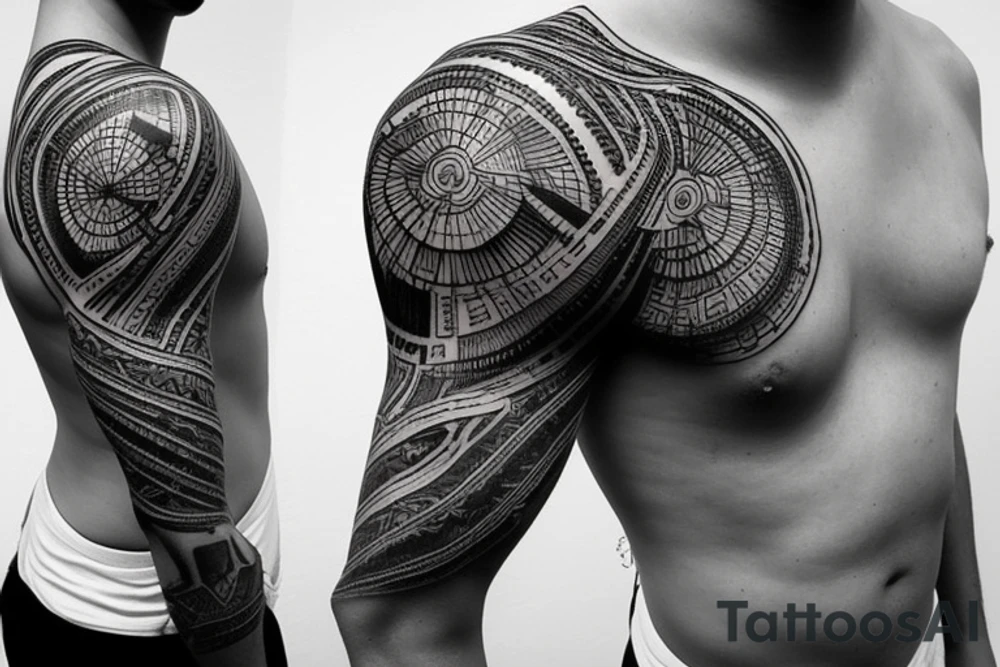 Shoulder tattoo map tattoo idea