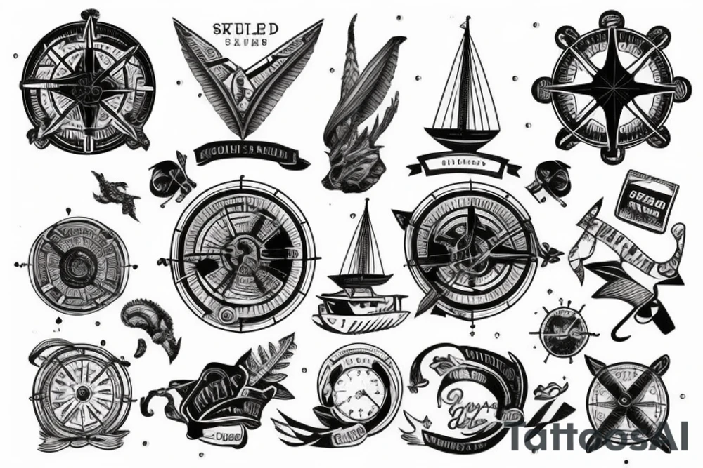 Shoulder tattoo nautical map tattoo idea
