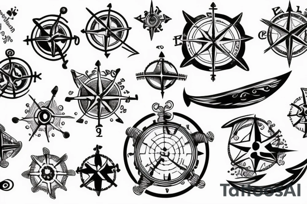 Shoulder tattoo nautical map tattoo idea