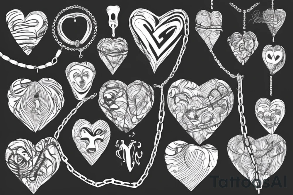 Heart tied loosely with chains tattoo idea