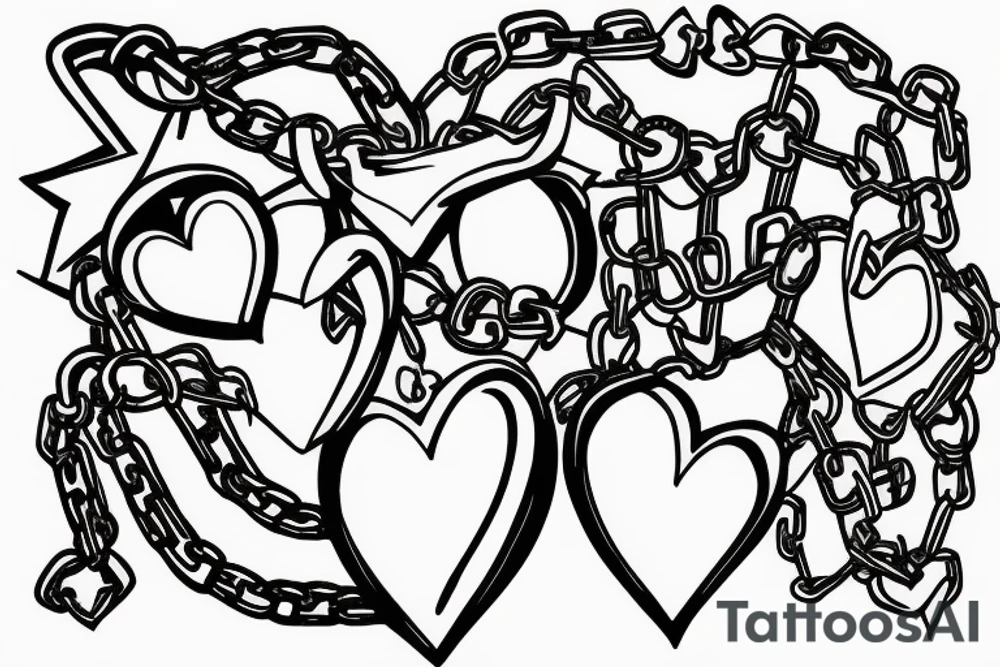 Real heart tied with chains tattoo idea