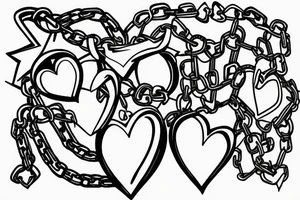 Real heart tied with chains tattoo idea