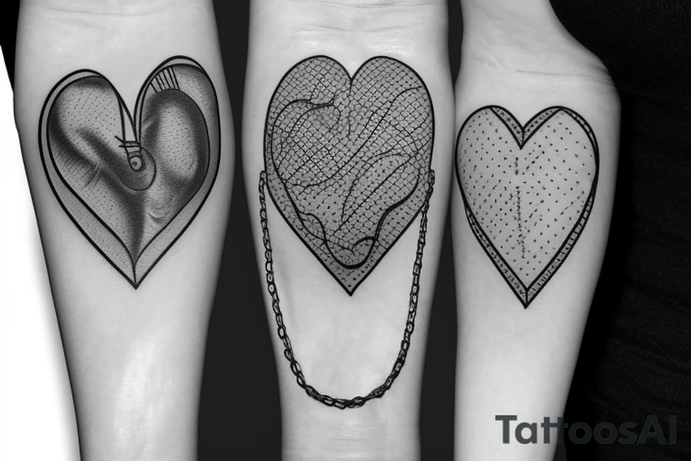 Real heart tied with chains tattoo idea