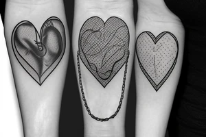 Real heart tied with chains tattoo idea