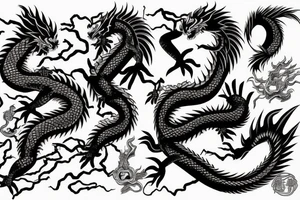 neon japanese dragon anime style tattoo idea