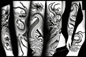 neon japanese dragon anime style tattoo idea