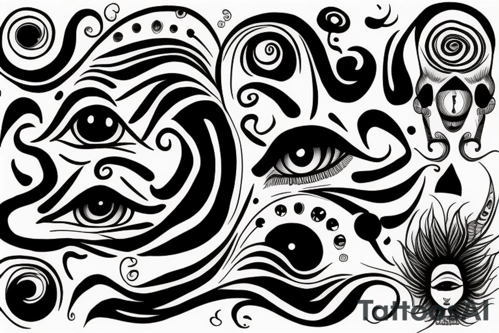 face with swirl eyes tattoo idea