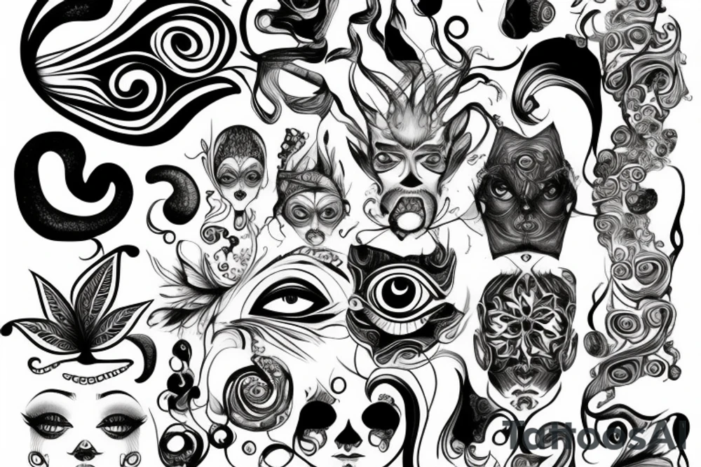 face with swirl eyes tattoo idea