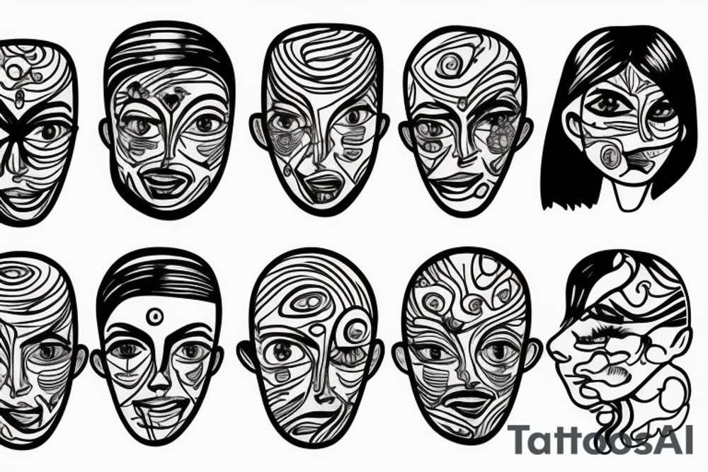 trippy face tattoo idea