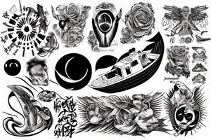 universum, blackhole, a boat, an angel, power, love and respect tattoo idea
