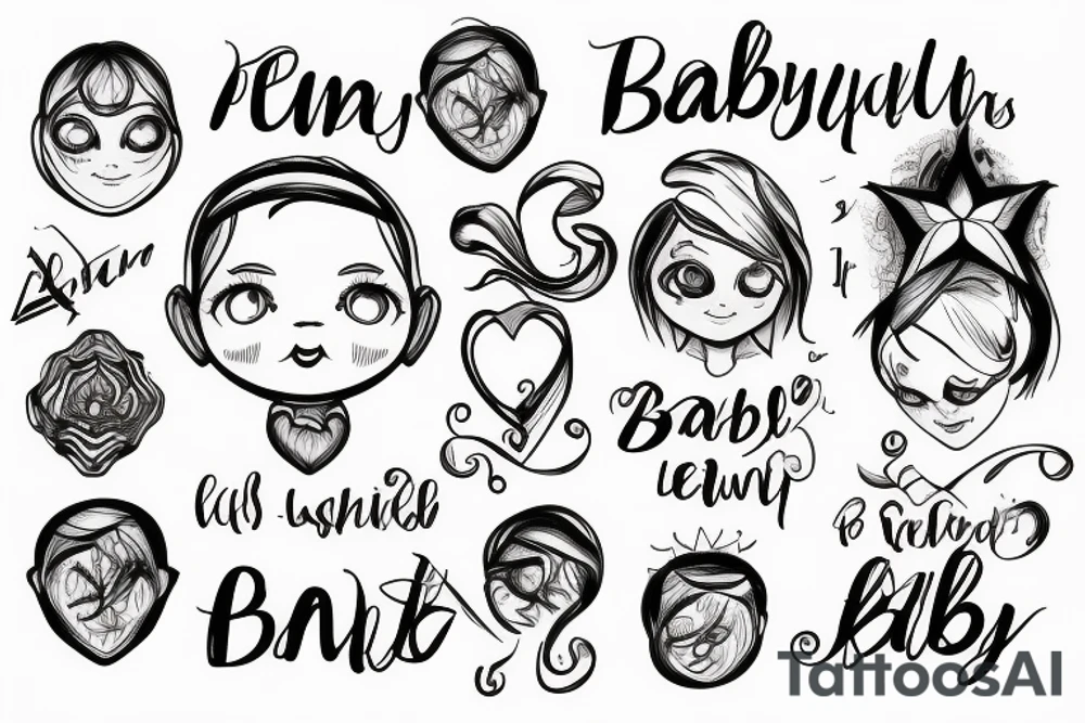 Name baby light tattoo idea
