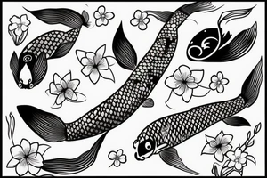 koi fish with cherry blossoms and a wave tattoo idea
