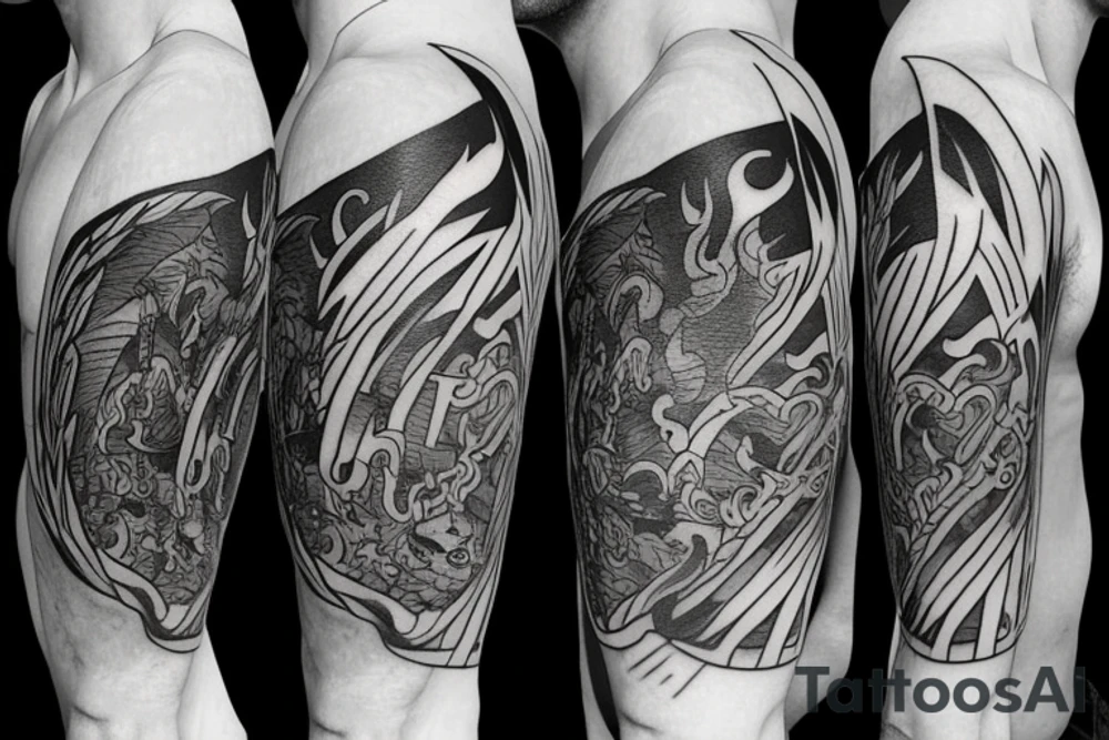 A torch representing liberty. With high and sharp fire, with a lot of smoke. Also with a hip hop style to it tattoo idea