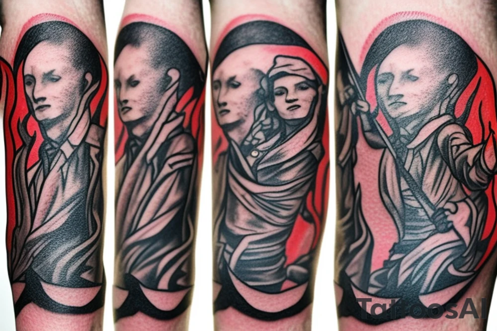 A torch representing liberty. With high and sharp fire, with a lot of smoke. Also with a hip hop style to it tattoo idea