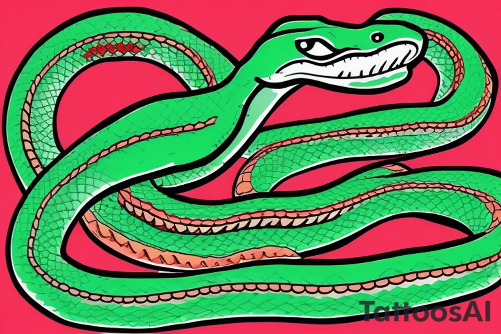 red and green snake for left hand tattoo idea