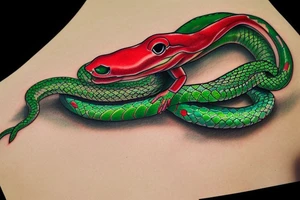 red and green snake for left hand tattoo idea