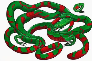 red and green snake for left hand tattoo idea