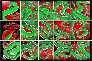 red and green snake tattoo idea