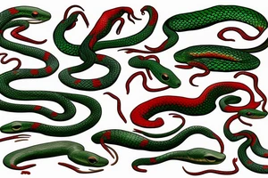 red and green snake tattoo idea