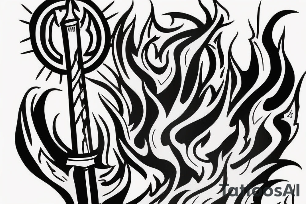 A torch representing liberty. With high and sharp fire, with a lot of smoke. Also with a hip hop style to it. Tattoo is supposed to be done on the belly tattoo idea