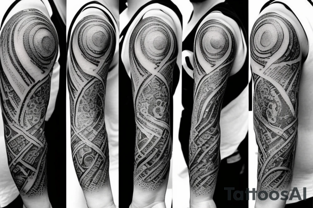 "A tattoo of pi's first 100 digits starting at the hand and wrapping around the arm, getting larger as it goes up, ending with a dramatic pi symbol at the shoulder." tattoo idea