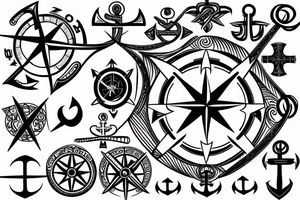 Compass and anchor tattoo idea