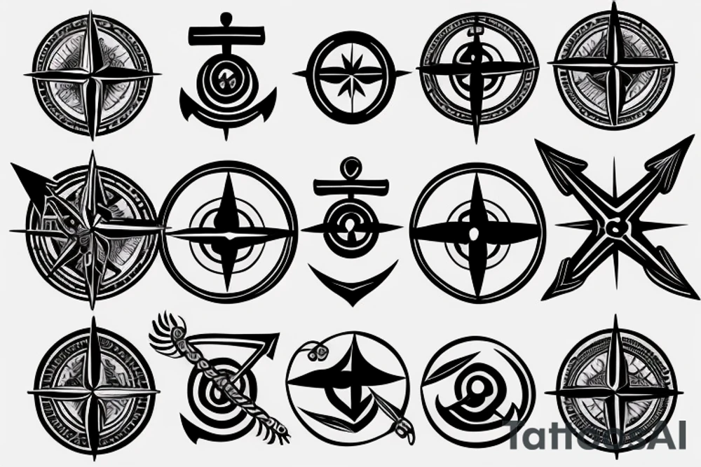 Compass and anchor tattoo idea