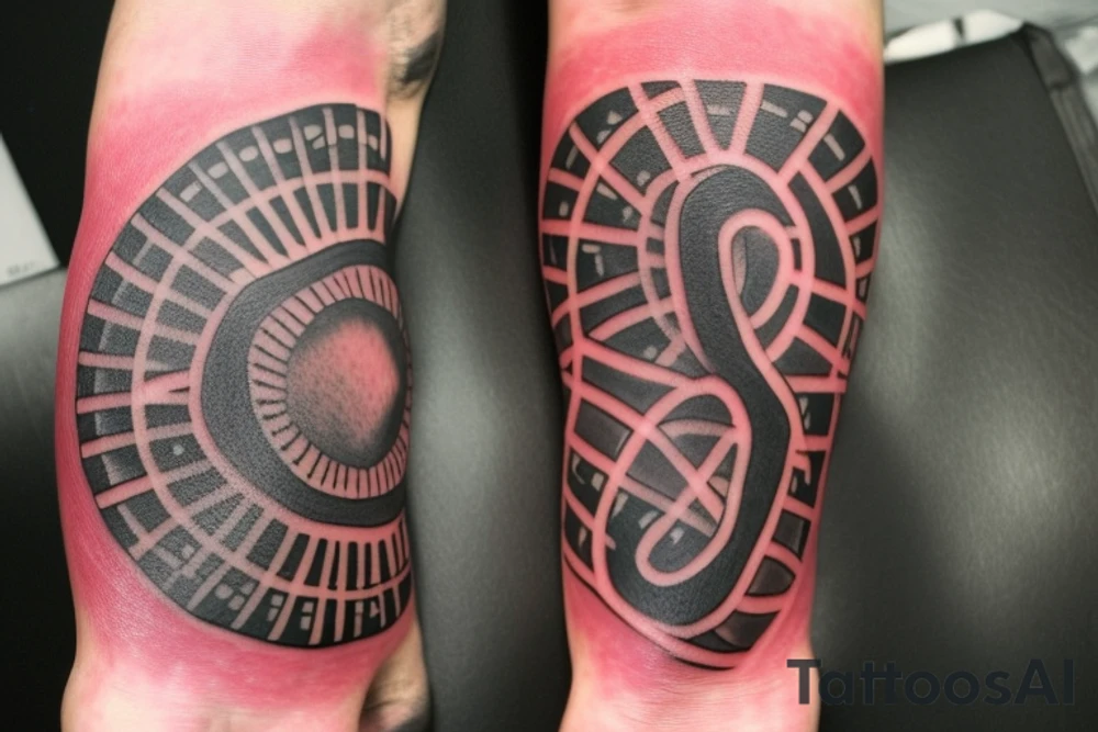New Chat


Trent Parsons
Describe this in detail, A tattoo of pi's first 100 digits starting at the hand and wrapping around the arm, getting larger as it goes up, ending with a dramatic pi symbol at the shoulder."

A tattoo of pi's first 100 digits starting at the hand and wrapping around the arm is a tattoo design that involves inscribing the first 100 digits of the mathematical constant pi on the skin. The tattoo begins at the hand and wraps around the arm, getting larger as it progresses up the limb. The tattoo ends with a dramatic pi symbol, which is a symbol that represents the mathematical constant, at the shoulder. tattoo idea