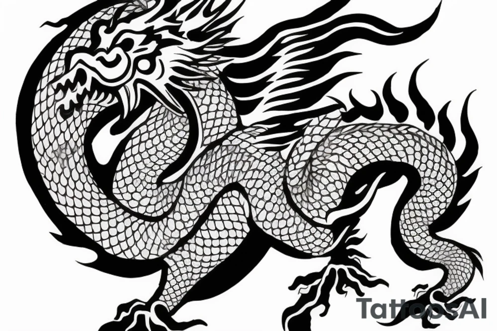 Chinese Dragon with brave heart and warrior spirit inspiring discipline, humbleness and wisdom tattoo idea